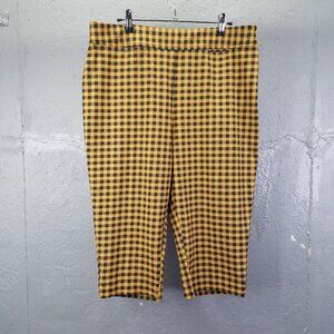 Maeve by Anthropologie Capri Pants Women's sz 14 Orange/Black Check Plaid Preppy